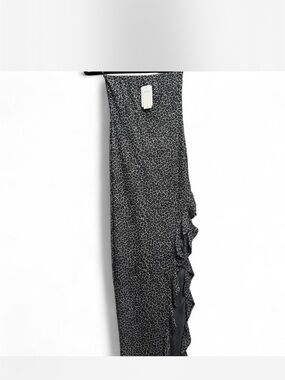 AFRM Ruffled Side Maxi dress - Black & White Leopard Print